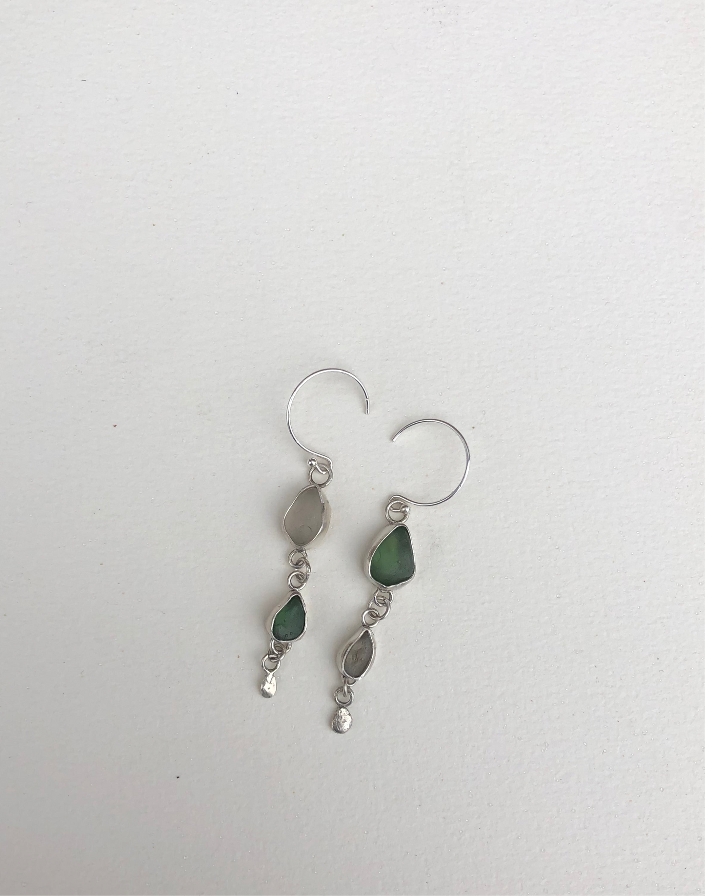 Droplets Seaglass Sterling Silver Earrings