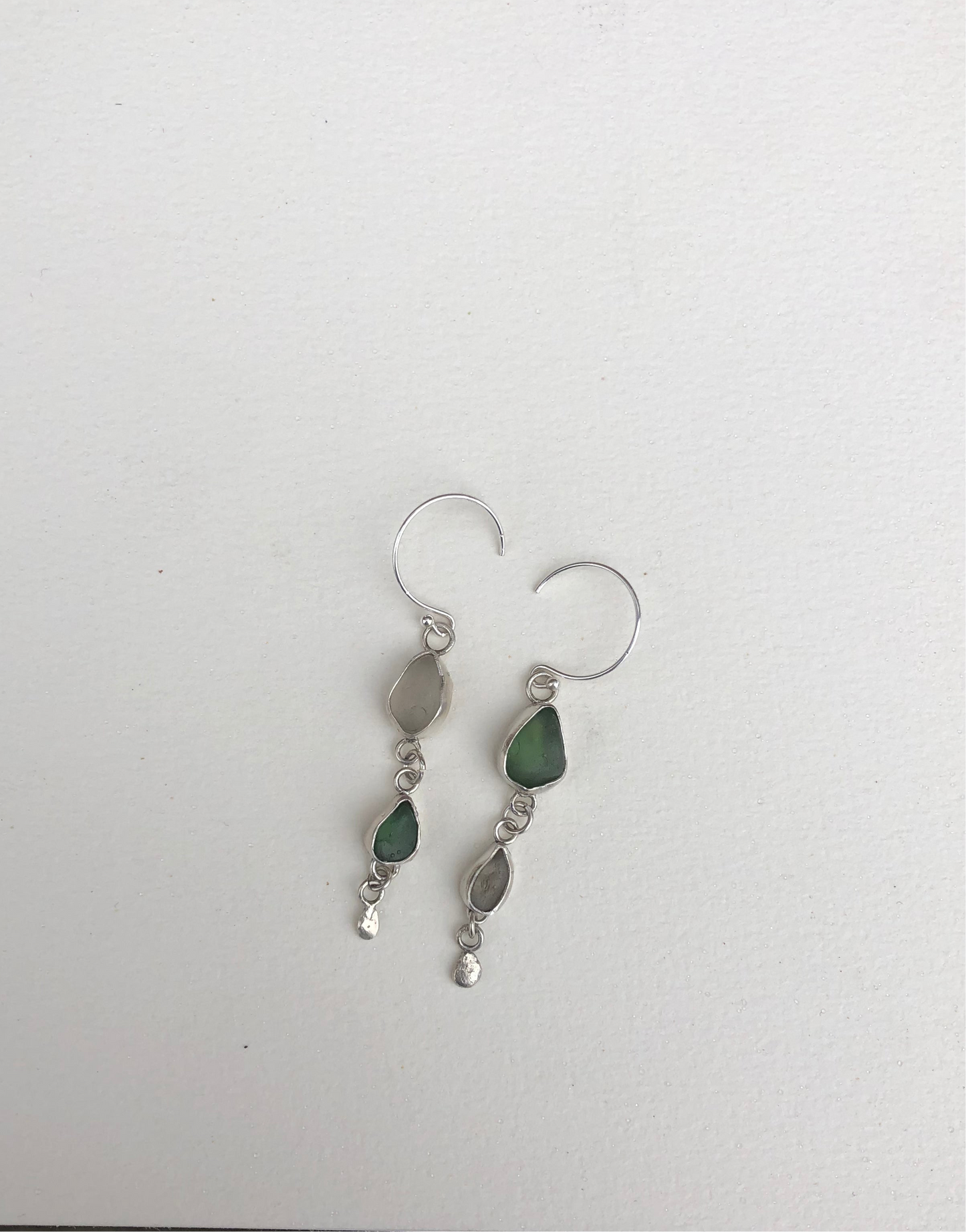 Droplets Seaglass Sterling Silver Earrings