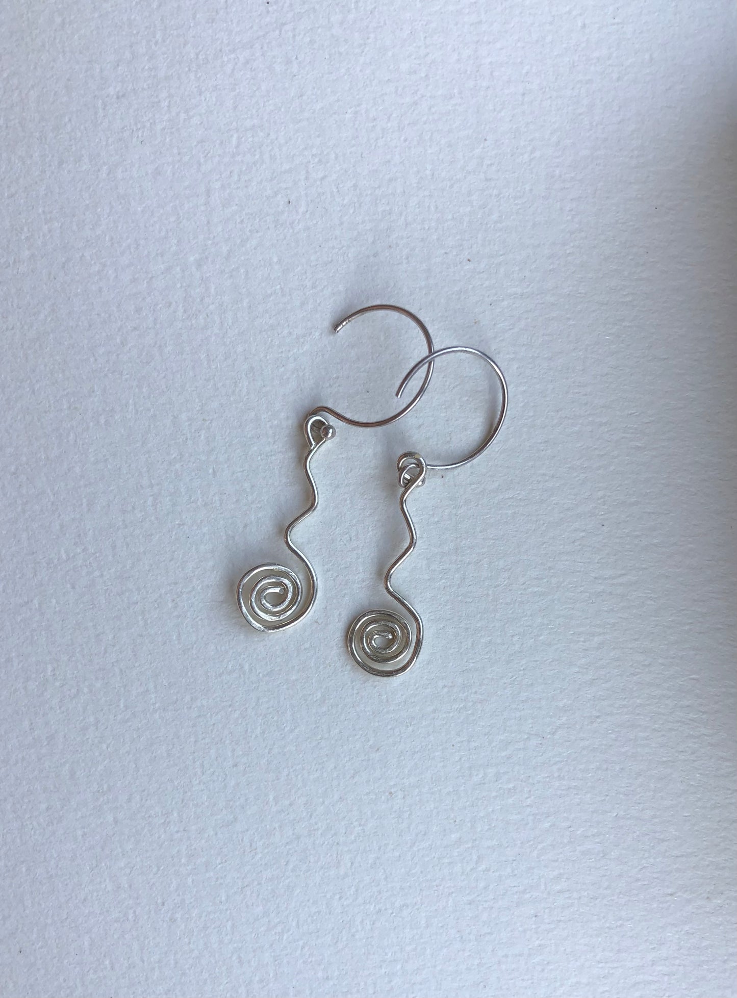 Recycled Sterling Silver Hoop Spiral Earrings