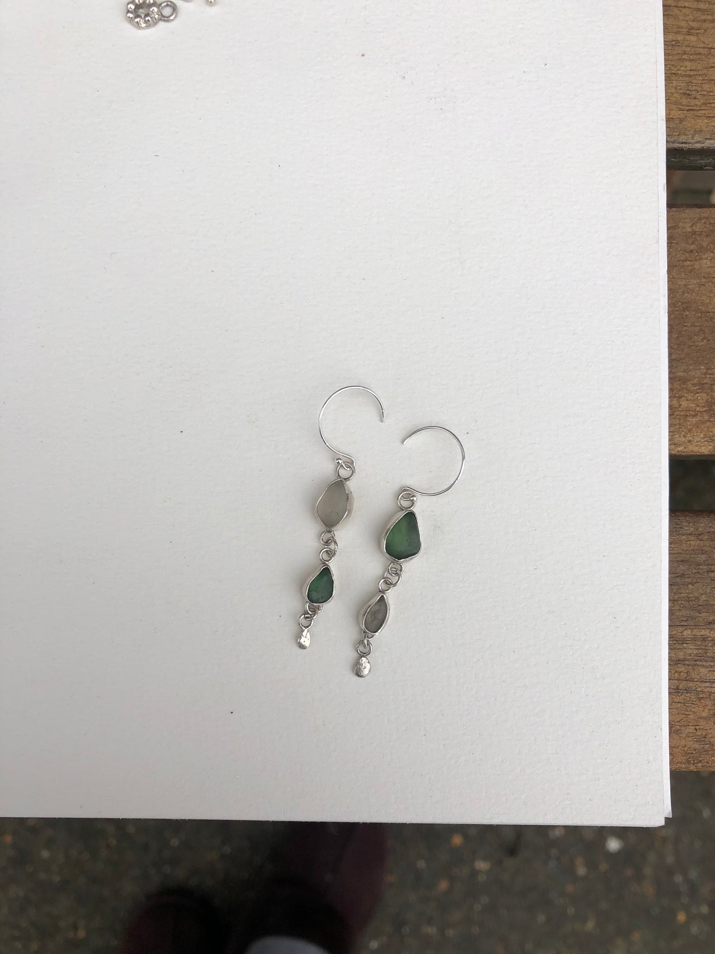 Droplets Seaglass Sterling Silver Earrings