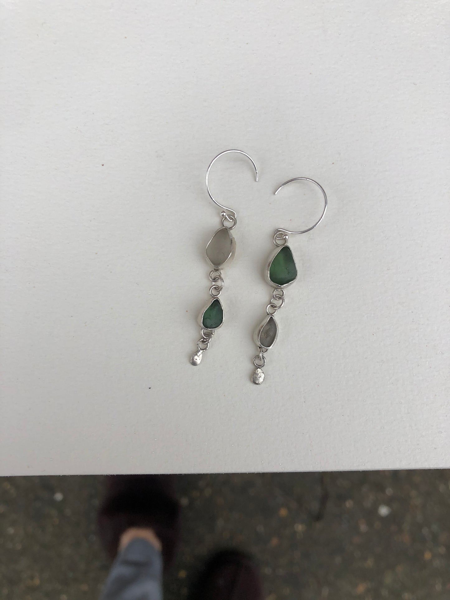 Droplets Seaglass Sterling Silver Earrings