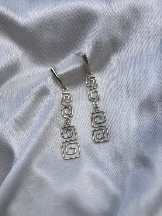 Square Spiral Sterling Silver Earrings