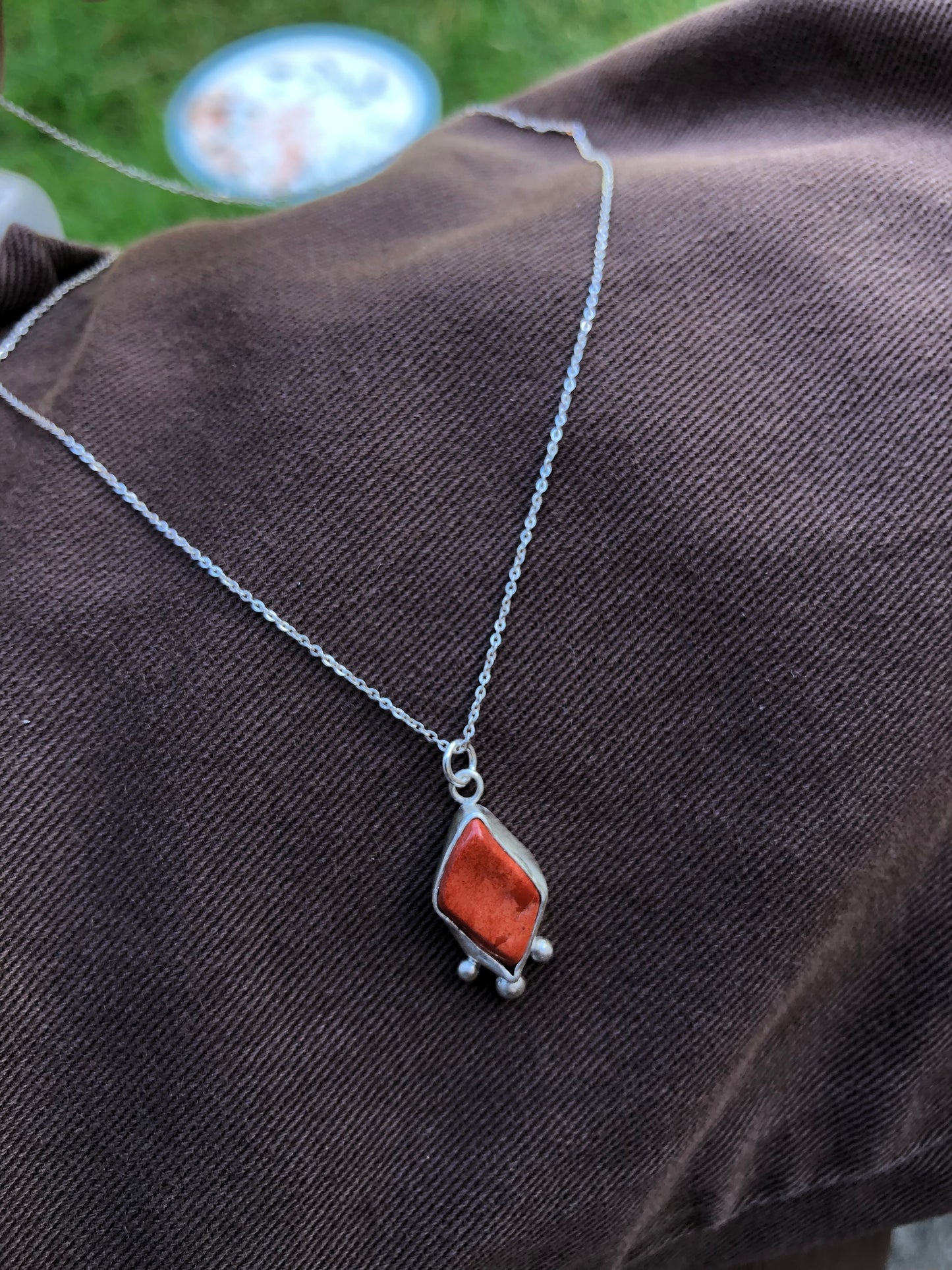 Red Jasper Sterling Silver Necklace