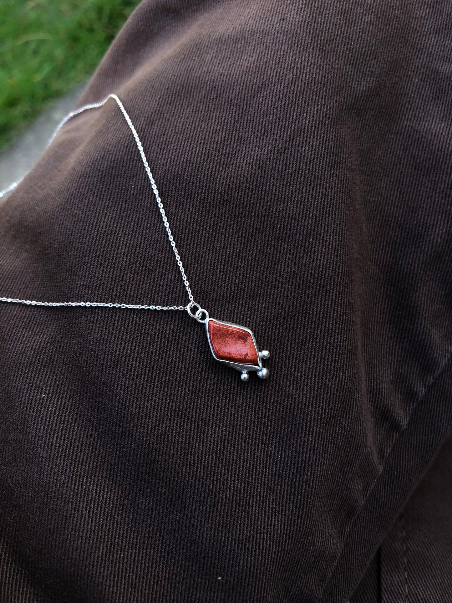 Red Jasper Sterling Silver Necklace