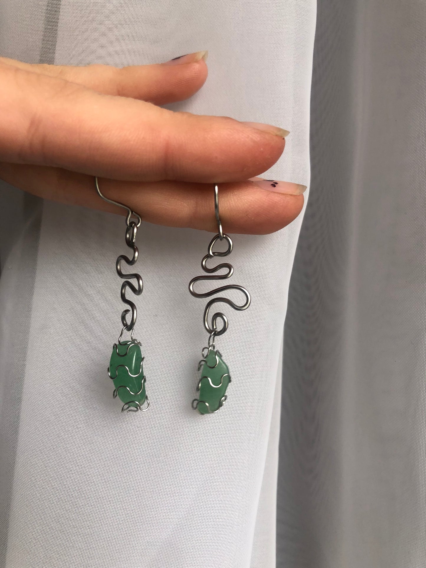 Green Aventurine Spiral Earrings