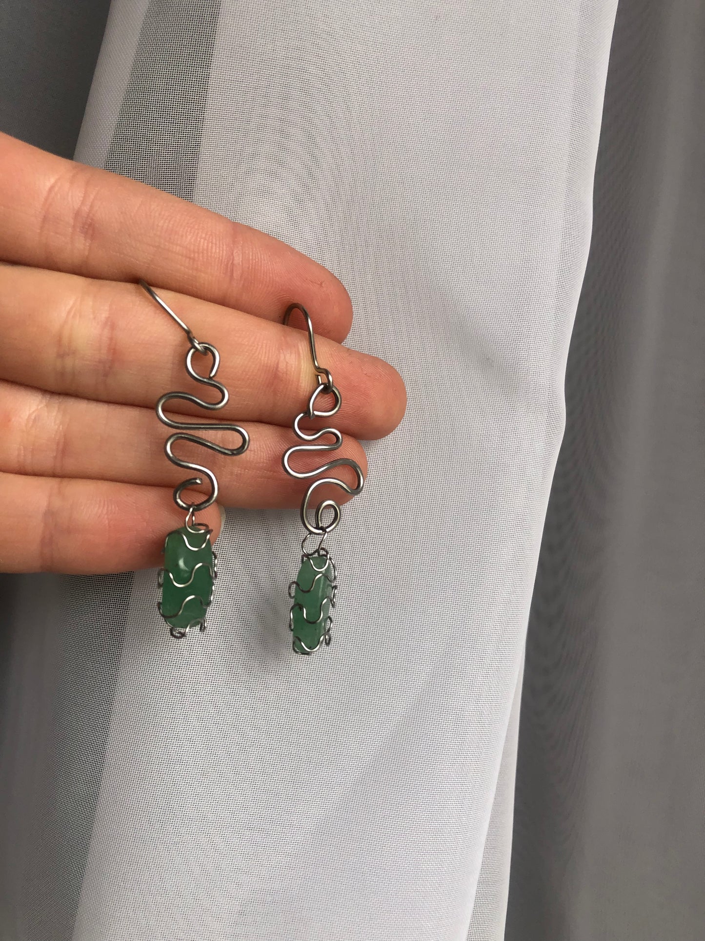 Green Aventurine Spiral Earrings